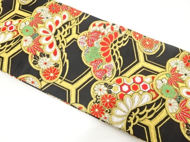 JAPANESE KIMONO / ANTIQUE KIDS OBI / WOVEN PAULOWNIA & KIKU